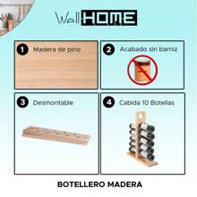 Well Home MOBILIARIO & DECORACIÓN Botellero edif para 10 botellas, acabado SIN barniz. Envio gratis en 24/48h