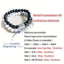 Spersonalizowana bransoletka ze stali nierdzewnej z naturalnego kamienia, spersonalizowana bransoletka dla pary, grawerowane prezenty na walentynki, rocznice, urodziny, przyjaciół i rodzinę