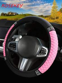 1pc Stylish Shiny Soft Leather Car Steering Wheel Cover - Anti-Slip, Heat & Cold Resistant Protector