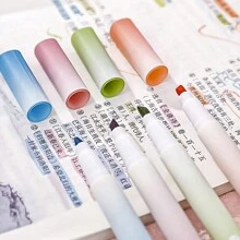 Kit 4 Highlighters Pens Markers Colorful Stationery Cute Pastel Neon Colors School Supplies - 乾枯玫瑰色 - 查看 5