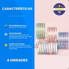 Kit 4 Highlighters Pens Markers Colorful Stationery Cute Pastel Neon Colors School Supplies - 乾枯玫瑰色 - 查看 2