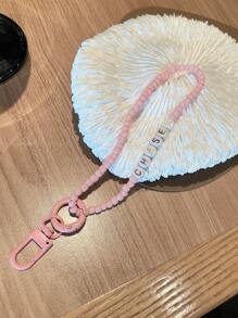 Customized Minimalist Pink Letter Beads Phone Lanyard (Comes With Phone Charm Washer), Can Customize Name, Slogan, Date, Suitable For Birthday, Anniversary, Gift-Giving, Everyday Wear