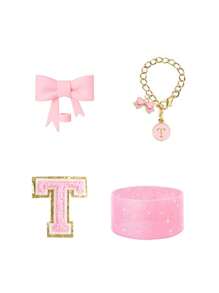 4 pièces/set spécialement conçu pour les accessoires de tasse, 1 pièce couvercle de paille en silicone avec nœud rose, 1 pièce de charme de poignée avec lettre d'identification, 1 pièce d'autocollant de lettre auto-adhésif, 1 pièce de manchon de tasse. Accessoires de tasse, couvercles de paille avec nœud de 0,4 po/10 mm compatibles avec les gobelets de 30 et 40 oz (rose) - Rose bonbon - Voir 9