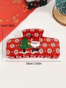 1 kẹp tóc thiết kế hình ông già Noel và cây thông Noel cổ điển thanh lịch - Kẹp tóc bằng nhựa hình chữ nhật lớn có hình bông tuyết và họa tiết hoạt hình, phù hợp với kiểu tóc ngày lễ - Nhiều màu - Xem 6