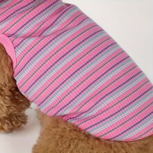 Lightweight Colorful Striped Casual Vest For Pets, Suitable For Cats, Small Dogs, Chihuahua, Poodle, Teddy Bear - Pink - View 6