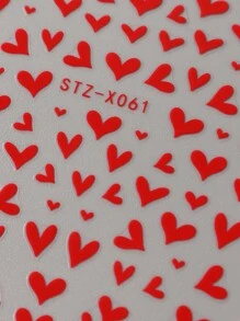 Valentijnsdag Nagels 2PCS Hart Nail Art Stickers, Valentijnsdag Nagel Decals 3D Zelfklevende Nail Art Benodigdheden Rood Hart Konijn Nagelontwerpen Sticker Voor Vrouwen Meisjes DIY Valentijns Manicure Decoraties