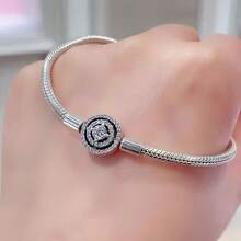 Elegant Sterling Silver Star Zirconia Snake Bone Chain, Suitable For DIY Bracelet, Fashion Jewelry Gift For Women Basic Chain