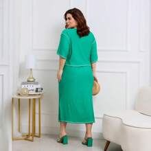 Women's Plus Size Sweatsuit Set With Premium Pockets - 綠色 - 查看 3