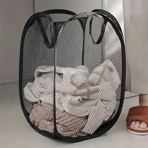 Neuer zusammenklappbarer Mesh Wäschekorb, atmungsaktiver Schmutzwäsche-Aufbewahrungskorb, Spielzeug- und Sammelorganisator, einfarbiger Wäschekorb für Hosen, Schuhe, Jeans, Stiefel, Röcke, Wäschekorb, Badezimmer-Organizer, Korb, Aufbewahrungskorb, faltbarer Wäschekorb