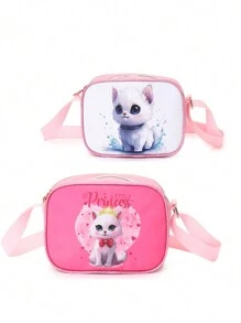 Ví đựng tiền xu in họa tiết thời trang trẻ em, phù hợp cho cả bé trai và bé gái, túi du lịch mini, quà tặng Halloween hoàn hảo cho trẻ em, túi đeo chéo thông thường - Định vị quạt chó mèo - Xem 1