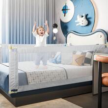 Barrière de lit bébé - Gris - Ajustable - 180 cm de long, 70-100 cm de haut