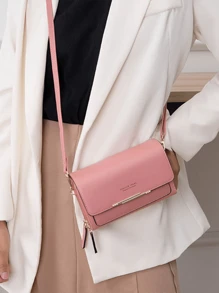 1pc Mini (18*10*6cm) RFID Polyurethane Leather Women's Large Capacity Multifunctional Shoulder Bag Medium Clutch Wallet Ladies Crossbody Bag Crossbody Phone Strap With Wallet Sling Phone Case Side Bags Pink Bag Thanksgiving Wallet Ladies Women For Women Wallet Purse Wallet - Pink - View 2