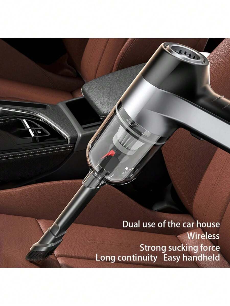 SUITU 车载吸尘器，无线无刷电机手持便携式可充电可拆卸吹吸一体式干湿强力吸尘器，适用于汽车/键盘/办公室/家庭宠物毛发。冬季礼物 - 黑銀色 - 查看 1
