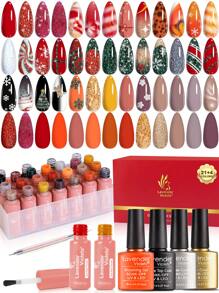 Lavender Violets® 25 Pcs Gel Nagellack Weihnachten Set Winter Gefrorener Splitter Diamant Gold Romantisches Eis Weihnachtsgeschenk Set Soak Off UV LED Base,Glossy n Matte Top Coat Maniküre Lack