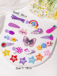 VBOOR 879 件/套可爱紫色卡通发饰套装，包括发圈、发圈、卡通发夹、BB 夹、小爪夹 - 适合女孩和女士，日常发型搭配 - 女士发饰，2025 年新款时尚发饰、学校用品、礼物