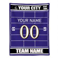 1pc Customized Flannel Blanket With Football Themed Personalized Design - Includes City, Name And Number - Football Style Decorative Gift Idea For Male, Female, Boy Football Fans