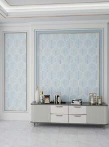 YUANYI 1 Roll 17.52in*39.37in Removable And Reusable Wallpaper, Self-Adhesive Vinyl Furniture Sticker, Waterproof Modern Geometric Green Striped Pattern, Suitable For Bathroom, Living Room, Bedroom And Kitchen Wall Decor, PVC Removable