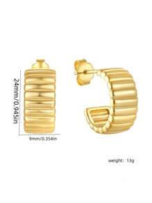 2 Chiếc Hoa Tai Hình Chữ C Kiểu Pháp Sang Trọng Nhẹ Nhàng Thời Trang Hàn Quốc Retro Cho Nữ Hoa Tai Đeo Hàng Ngày - Bông tai hình chữ C - Xem 4