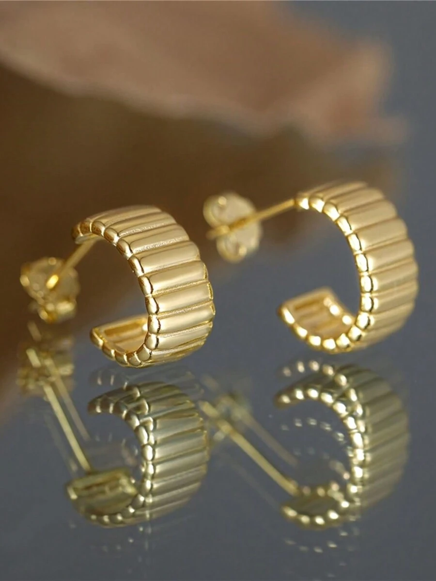 2 Chiếc Hoa Tai Hình Chữ C Kiểu Pháp Sang Trọng Nhẹ Nhàng Thời Trang Hàn Quốc Retro Cho Nữ Hoa Tai Đeo Hàng Ngày - Bông tai hình chữ C - Xem 1