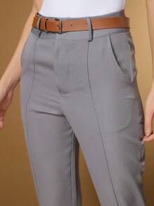 Women's Basic Straight Tailored Dress Pants - Grey - View 3