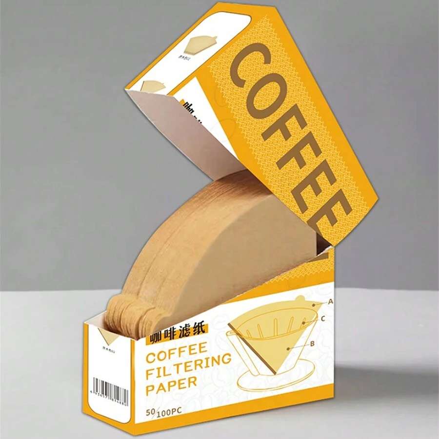 Pour Over Coffee Filters, One-Time Wooden Pulp Cone Shaped Coffee Filter Papers For Dripper Cup