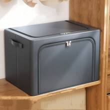 1个/2个装拉链布艺收纳箱，大容量收纳篮，可收纳衣物、毯子、玩具等，适用于衣柜、卧室、家居、宿舍，节省空间的收纳神器 - 深灰色 - 查看 14
