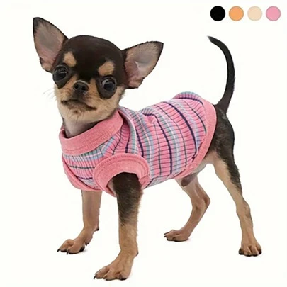 Lightweight Colorful Striped Casual Vest For Pets, Suitable For Cats, Small Dogs, Chihuahua, Poodle, Teddy Bear