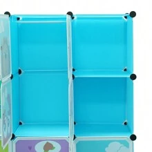 Armoire pour enfants, 12 cubes en plastique, armoire avec portes pour vêtements, chaussures, jouets, cartable, rose/bleu