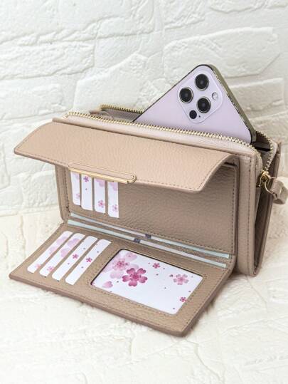 MINGYOU Portefeuille portable casual noir en matériau doux et de haute qualité avec broderie mode. Portefeuille de téléphone portable pour femme, convient pour le shopping, les voyages, les cadeaux essentiels de Noël, Thanksgiving, les cadeaux vintage pour les femmes. Portefeuille, porte-monnaie, portefeuille long, portefeuille à dragonne