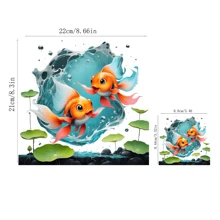 快乐小金鱼图像热转印贴纸，适用于 T 恤、口罩、背心、连帽衫、枕头、牛仔裤、背包等，可水洗 A 级