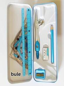 8 Stücke/Set - 4 Stücke Lineal - Bleistift - Zirkel - Radiergummi - Bleistiftspitzer Set - Geometrie Mathematik Zeichnen Schreibwaren Set - Mathematik Zeichnen Werkzeuge - Lernmaterialien - ideal für Schule - Studenten - Mathematik Messwerkzeuge - Prüfungsset - Semesteranfang Vorräte - Bildungsmaterialien - Schreibwaren