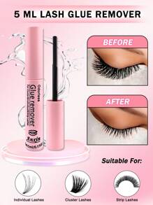 1瓶5毫升无香型睫毛胶水卸除液，适用于卸除簇状假睫毛胶水、条状假睫毛胶水，DIY睫毛卸除液，温和舒缓眼部清洁液 - 粉色 - 查看 1