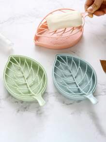 5 Pcs Leaf Design Soap Holder, Creative Bathroom Soap Tray With Drainage, Double Layer Hollowed Out Plastic Soap Box, Decorative And Practical Household Soap Container, Creative Leaf Model Soap Box Double Layer, Oval Home Bathroom Decor Summer Back To School