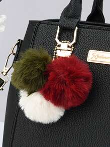 女士手提包，多功能休闲单肩包，斜挎包，托特包，商务休闲女士手提包，毛球吊坠工作包，创意妈妈包，最佳母亲节礼物 - 黑色 - 查看 9