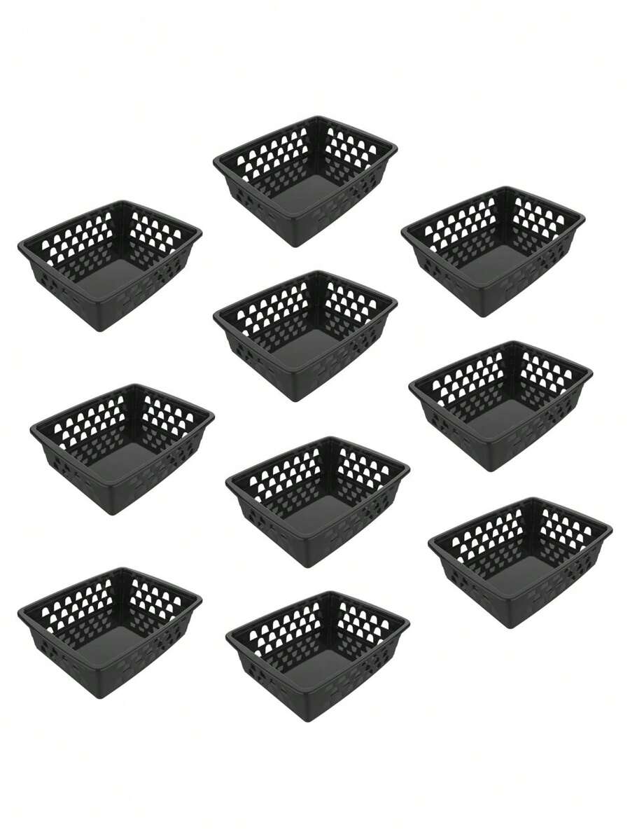 Kit 10 Multipurpose Organizer Baskets G Uninjet In Assorted Colors To Store And Organize Larger Items With Practicality In A Spacious Design For Modern Spaces - màu đen - Xem 1