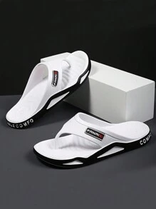 Chanclas para hombre, chanclas duraderas y cómodas para la playa - Blanco - Ver 2