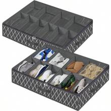 1pc 10/12-Compartment Foldable Cloth Shoe Storage Box With Transparent Lid, Dual Handle Transparent Window Storage Bag For Under Bed, Closet, Bedroom, Dorm, Space Saving Bedroom Accessory