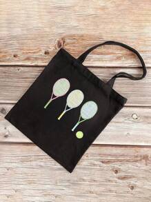Customized Tennis Style Pattern Text Personalized Tennis Handbag, Customized Tennis Handbag, Tennis Sports Gift, Personalized Tennis Bag, Tennis Love Bag, Tennis Gift Canvas Bag Shoulder Bag Student Handbag Casual Canvas Bag Large Capacity Shoulder Bag Shopping Bag, Suitable For Shopping, Dating, Vacation, Travel, Festivals, Parties, Gifts, Suitable For Women, Mothers, Teachers, Nurses, Etc - Multicolor - View 8