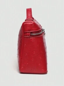 1 peça Bolsa de ombro quadrada de PU com grãos de avestruz de cor sólida, bolsa pequena para mulheres, adequada para combinação elegante diária e viagens