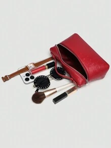 1 peça Bolsa de ombro quadrada de PU com grãos de avestruz de cor sólida, bolsa pequena para mulheres, adequada para combinação elegante diária e viagens