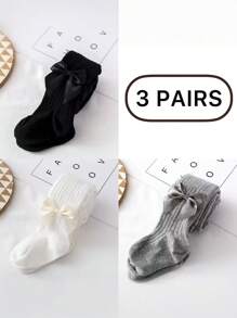 3 件/5 件儿童紧身裤，男童女童打底裤，弹力保暖连裤袜，婴幼儿蝴蝶结打底裤，秋冬季休闲百搭风格，可内穿或外穿