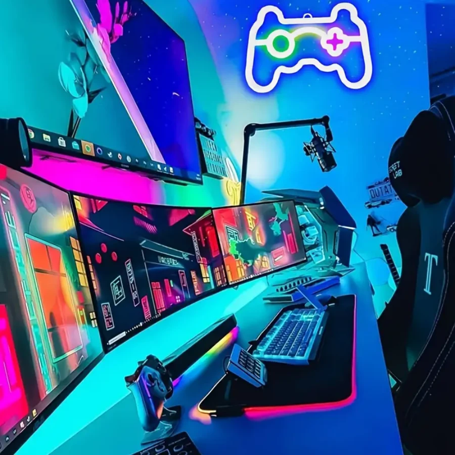 Enseigne Néon Pour Manette De Jeu : Décoration De Salle De