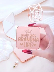 1 Gương gấp trang điểm bằng vàng hồng chạm khắc ấm áp, Gương bỏ túi cầm tay siêu mỏng bằng thép không gỉ dành cho mọi người, Thiết kế khẩu hiệu ấm áp khắc laser, Cấu trúc gấp bền chống trầy xước - Hoa hồng vàng - Xem 4