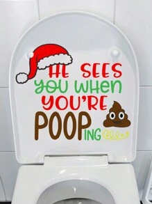 1pc Creative Santa Claus Pattern Toilet Lid Sticker,Stickers,Wall Decal, Vinyl Decal For Home Decorations,Spring Decoration Items Refresh Your Home,Rama Decoration Stickers