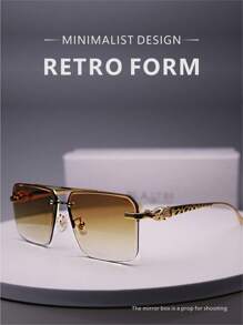 1 Pair Leopard Decorated Men's Frameless Square Personalized Street Style Fashion Glasses