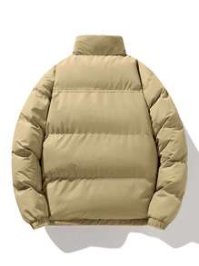 Reversible Polyester Sherpa Thermal Lined Jacket, Warm And Cold Weather, Two-Way Wear - Khaki - View 2