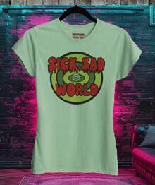 PLAYERA DAMA CARTOON RETRO  SICK SAD WORLD - Verde - Ver 1