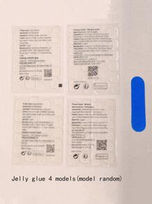 24 件长款杏仁形双色法式花朵设计全覆盖 ABS 假指甲套装，含 1 个指甲锉和 1 个果冻凝胶按压指甲 - 彩色 - 查看 6