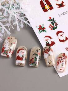 5 件装卡通圣诞美甲贴纸圣诞老人雪花雪人麋鹿企鹅手杖糖果松树圣诞美甲装饰自粘设计美甲贴花适用于节日 DIY 或美甲沙龙美甲用品适合女士和女孩 - 彩色 - 查看 6