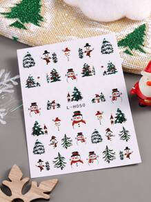 5 件装卡通圣诞美甲贴纸圣诞老人雪花雪人麋鹿企鹅手杖糖果松树圣诞美甲装饰自粘设计美甲贴花适用于节日 DIY 或美甲沙龙美甲用品适合女士和女孩 - 彩色 - 查看 9